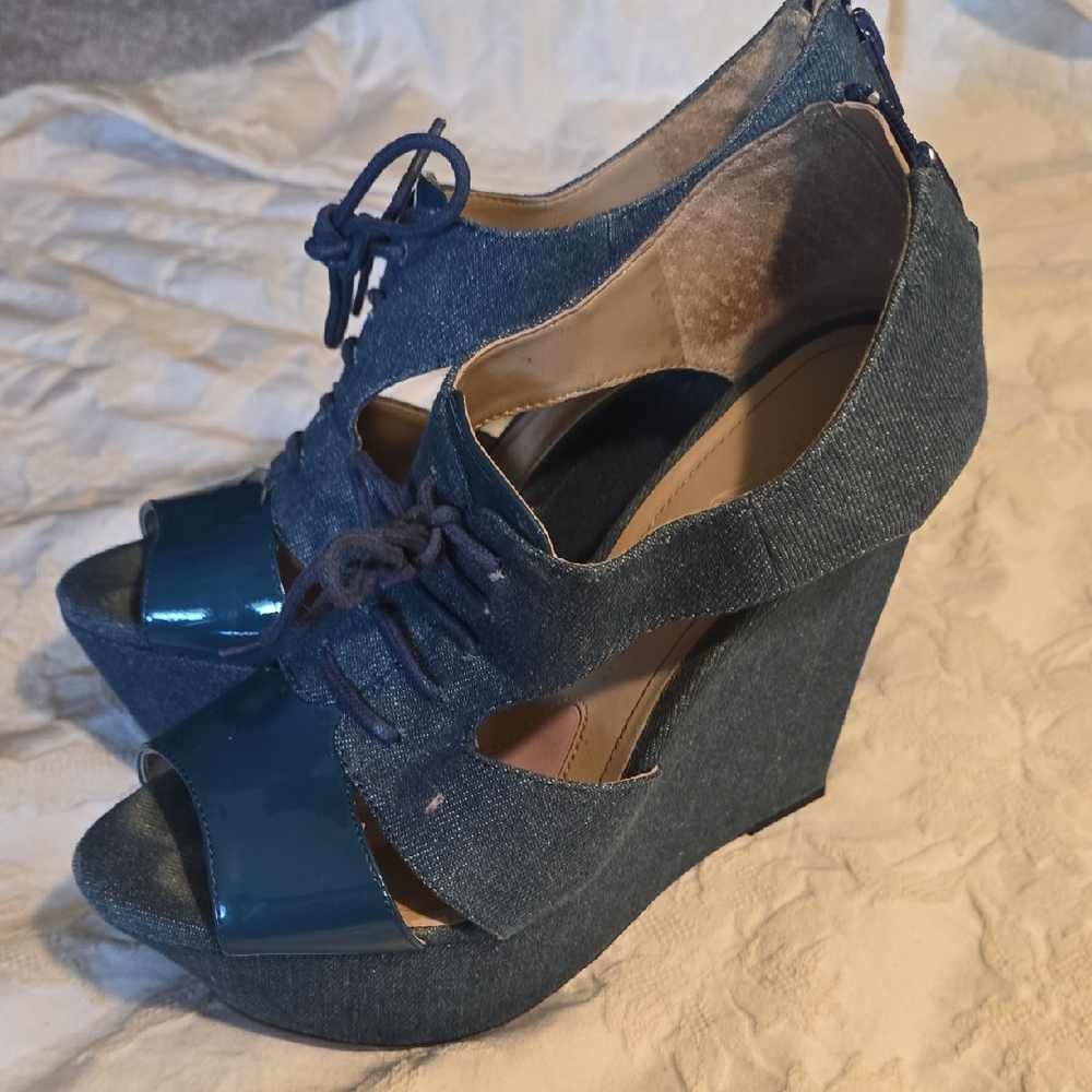 Paris Hilton Denim Wedge Heels